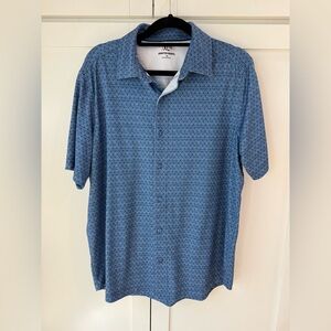 Johnston & Murphy XC4® Performance S/S Shirt Blue Geometric Design M